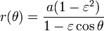 r(\theta) = \frac{a(1-\varepsilon^2)}{1-\varepsilon\cos\theta}