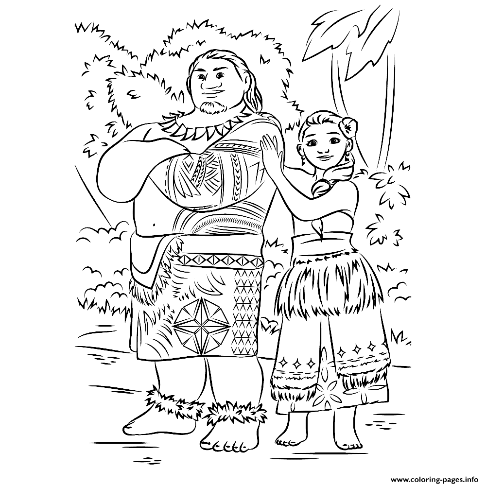 Moana And Maui Forest Coloring Pages Printable