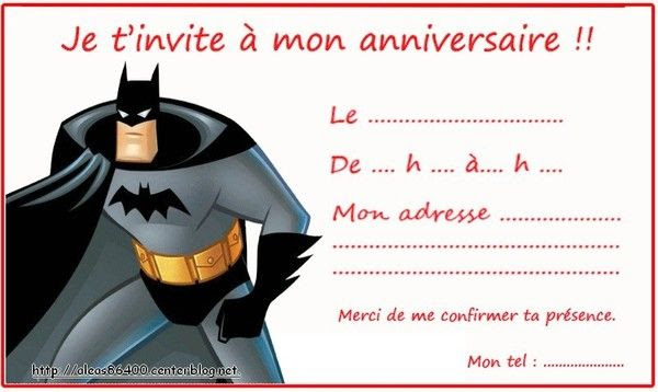 Carte Invitation Batman 02