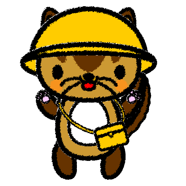 モノクロでかわいい保育 幼稚園児リスの無料イラスト 商用フリー オイデ43