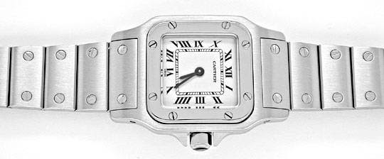 Foto 1, Cartier Santos Damen-Uhr Edelstahl, Quarz Topuhr Neuz.!, U1994