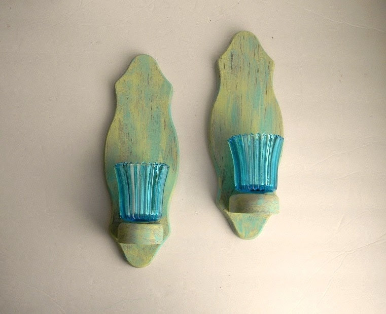 Beach Chic Candle Sconces Cottage Chic Wall by BrisNanaJoy