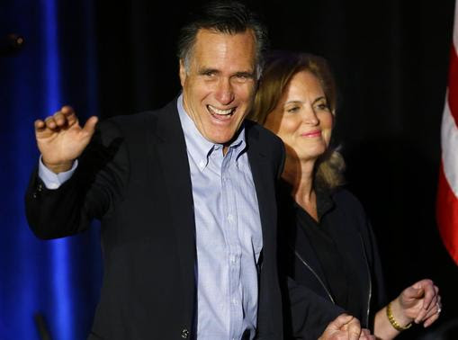 Former Republican presidential candidate Mitt Romney arrives with his wife Ann to speak at the Republican National Committee Winter Meeting in San Diego, California January 16, 2015. REUTERS/Mike Blake