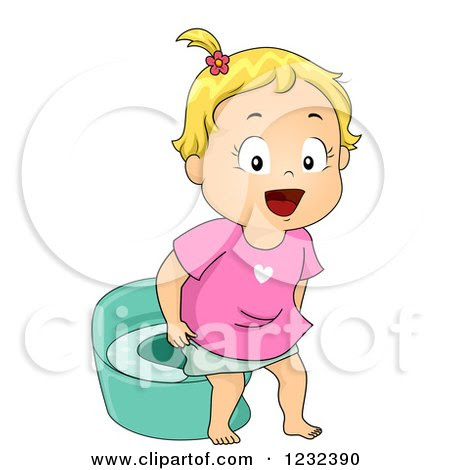 Clipart of a Potty Training Toddler Girl - Royalty Free 