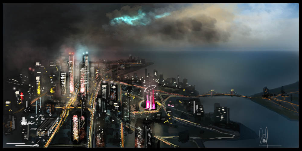  early morning view but changed my mind to create it partially at night.