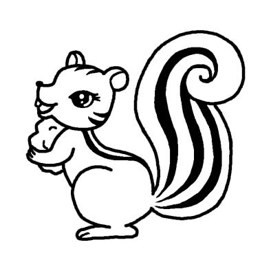 リス2 動物 無料 白黒イラスト素材