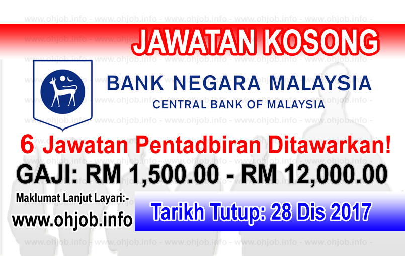 Jawatan Kerja Kosong BNM - Bank Negara Malaysia logo www.ohjob.info disember 2017