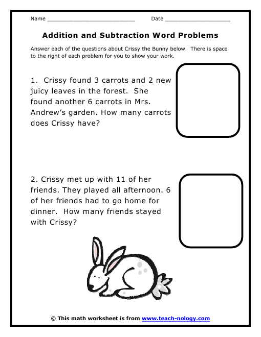 Word Problems Worksheets First Grade