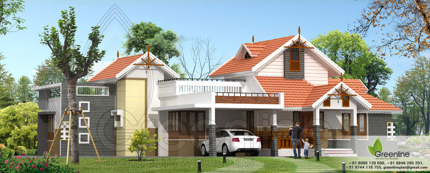 Traditional Single Floor Kerala House Elevation At 1900 Sq Ft