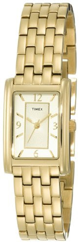 Timex Ladies Quartz Watch with Gold Dial Analogue Display and Gold Bracelet T2N050P4