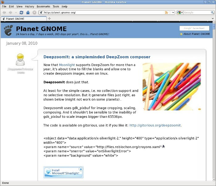 planet gnome silverlight
