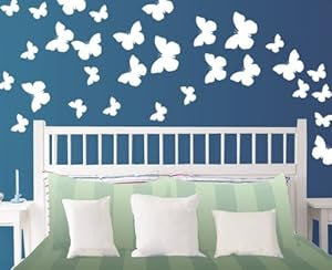 StikEez White Large Butterfly 30-Pack Wall Decals Various Fun Sizes