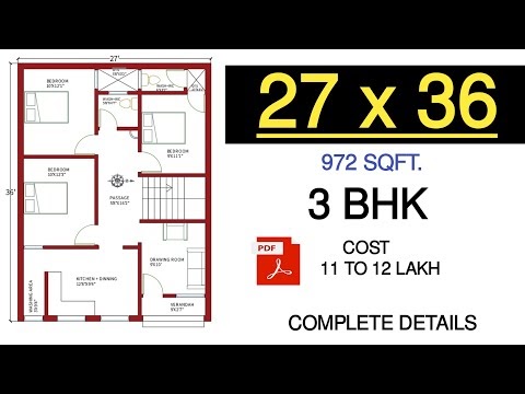 27 x 36 house design | 27 by 36 house plan | 27 by 36 ka naksha | 27*36 house plan east facing
