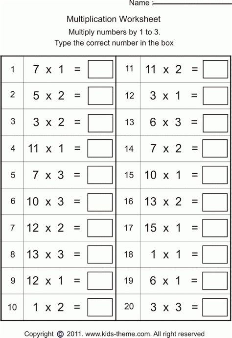  printable multiplication exercises for grade 3 printable