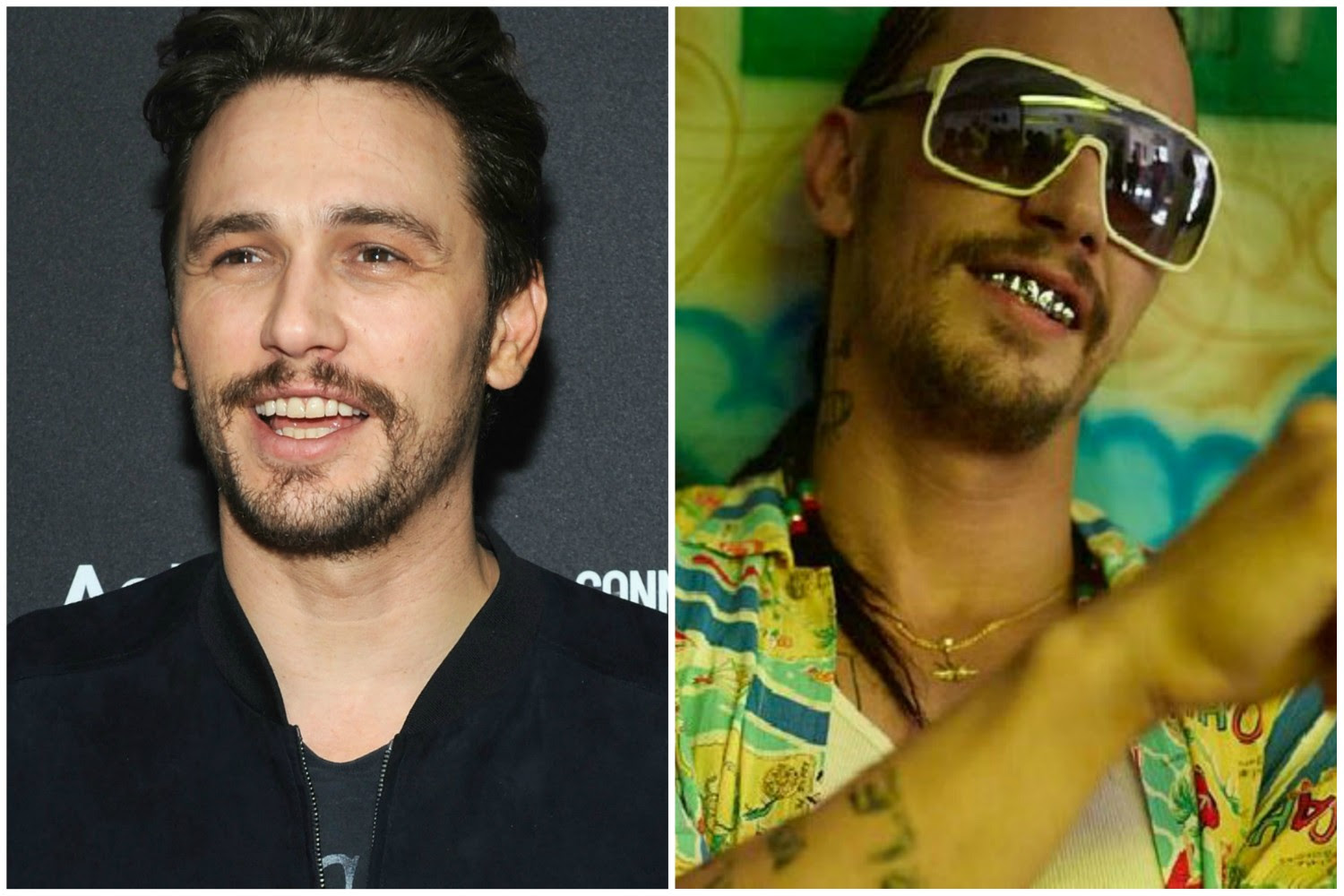 James Franco em 'Spring Breakers: Garotas Perigosas' (2012). (Foto: Getty Images e Reprodução)