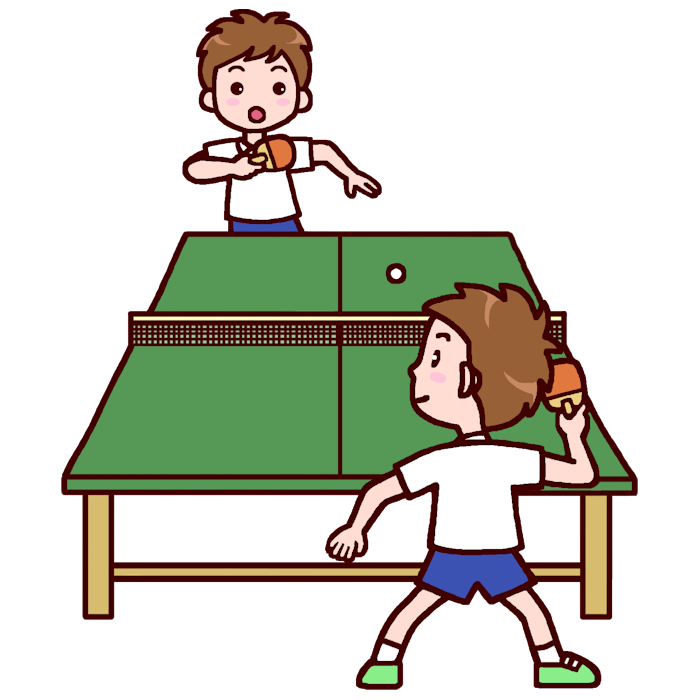 ラリー カラー 卓球の無料イラスト 部活動 クラブ活動 運動部 学校素材