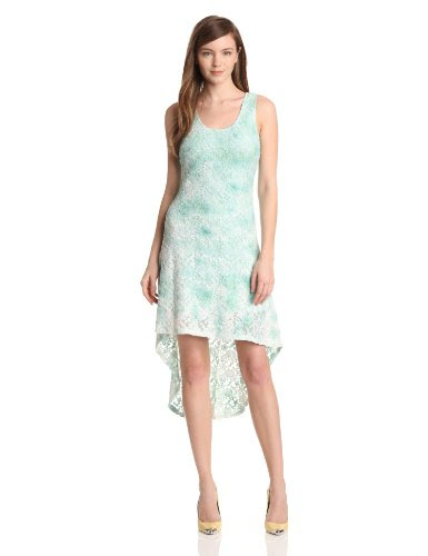 Miss Me Juniors High Low Knit Lace Dress, Mint, Small