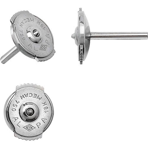 LADIES 18CT WHITE GOLD SPRING LOCK EARRING BACKS 7MM REF:GP3394B