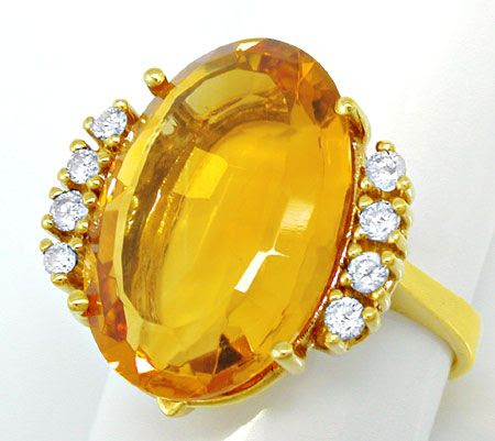 Original-Foto 2, DIAMANT-BRILLANT-CITRIN-RING, 14K GELBGOLD, LUXUS! NEU!