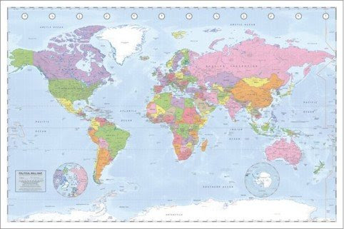 Posters: Cartes Poster - Carte Politique Du Monde, Miller Projection I (91 x 61 cm)