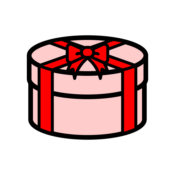 かわいい丸いプレゼントボックスの無料イラスト 商用フリー オイデ43