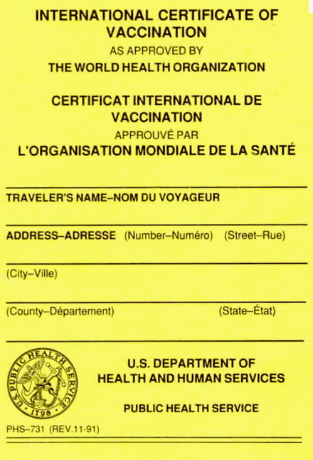 International Certificate of Vaccination or Prophylaxis ...