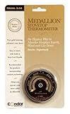Medallion StoveTop Thermometer (3-34) Versatile thermometer may be used on stove top or single-wall stovepipe. Attaches magnetically, no installation required. Shows surface temperature at a glance. Elegant European styling designed to complement the finest stoves. Glossy finish in black porcelain enamel. Displays Fahrenheit and Celsius scales in real 24-carat gold. Made in USA