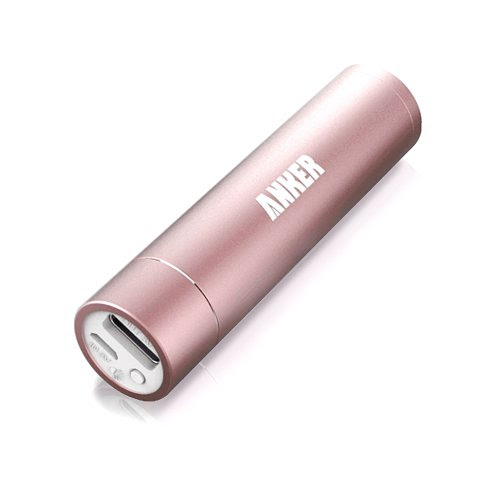 Anker® Astro Mini 3000mAh Ultra-Compact Portable Charger Lipstick-Sized External Battery Backup Power Bank for iPhone 5S 5C 5 4S, Samsung Galaxy S4, S3, S4 Mini, S3 Mini, Note 2, Note 3, HTC One and most other smartphones (Apple Adapters- 30 pin and Lightning, NOT Included) - Pink