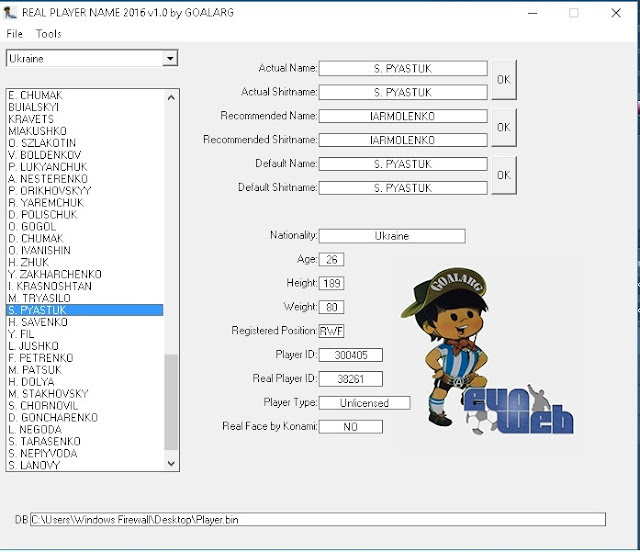PES 2016 Name Player Tools
