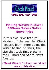 Check Please! satire news logo