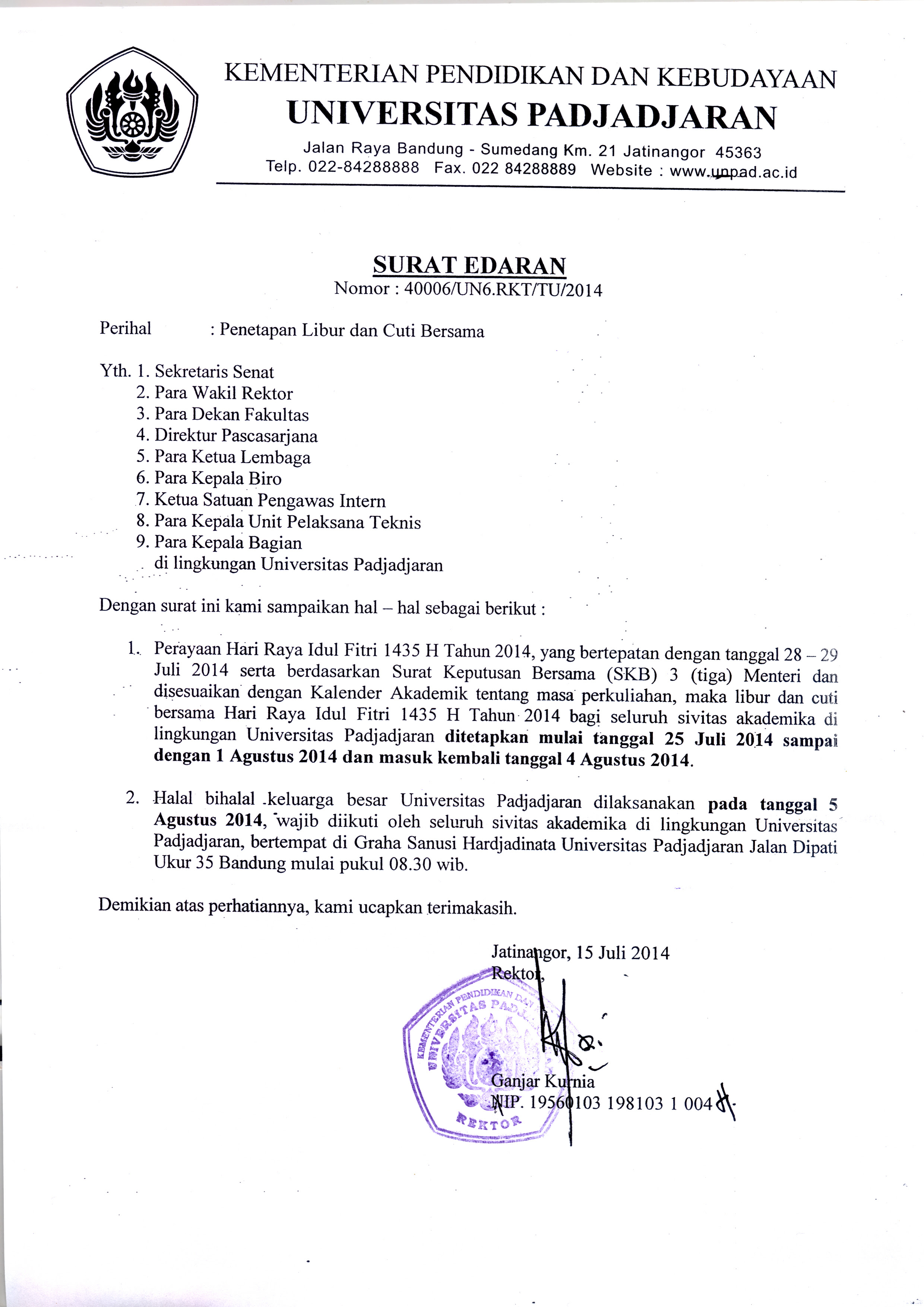 Libur dan Cuti Bersama Idul Fitri 1435 Hijriah 