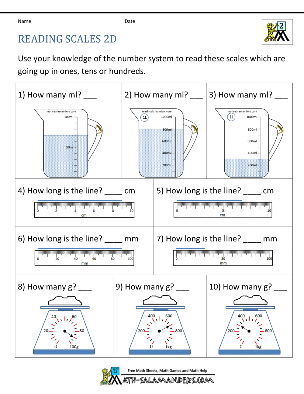 2nd Grade Measurement Worksheets