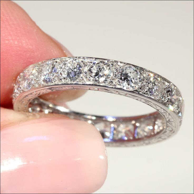 Vintage French Retro 3.8ctw Diamond Eternity Ring in Platinum c.1940 ...