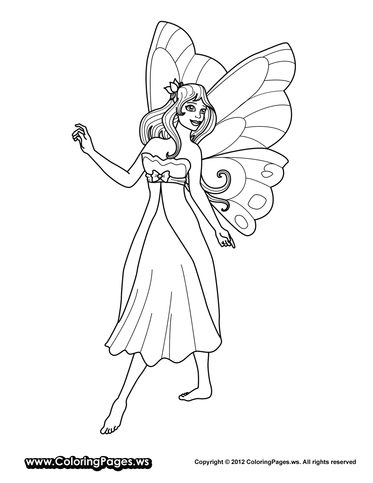Barbie Fairy  Princess  Coloring  Pages  Coloring  Home