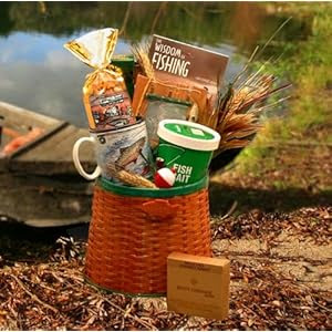Amazon.com: Fun Gift For Dad - Deluxe Fishing Creel Gift Basket | Gourmet Snacks For The Fisherman: Everything Else
