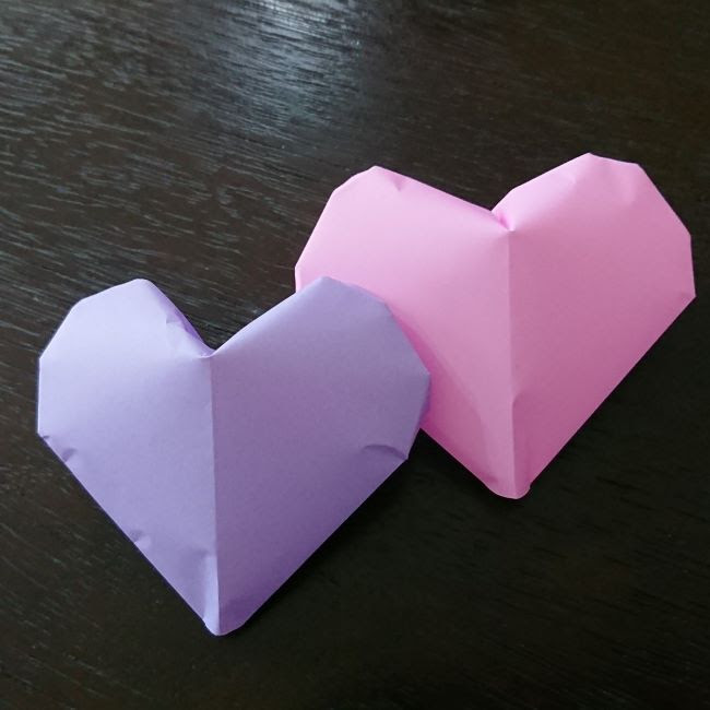 折り紙で立体のハートの作り方 簡単で子供も楽しんでたよ