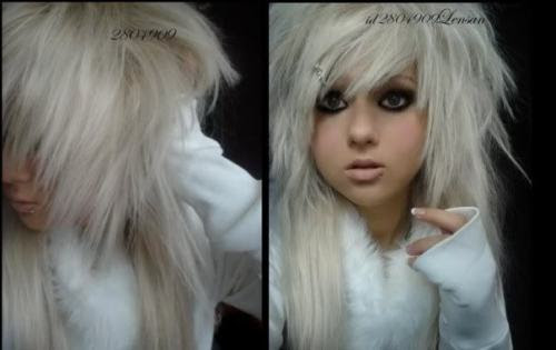Tagged: scene hair, scene girl hair, scene, white scene hair, blonde scene 