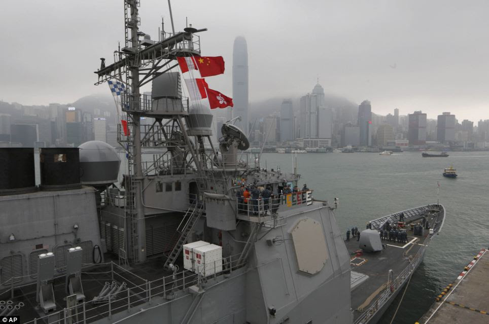 On route: The USS Antietam from the George Washington Battle Group has set sail from Hong Kong for the Philippines to help in the relief effort 
