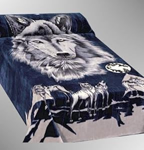 Amazon.com: Navy and Black Wolf Pack Mink Style Raschel ...