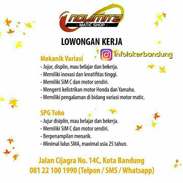 Lowongan Kerja Nolimitz Matic Shop Bandung Juli 2017