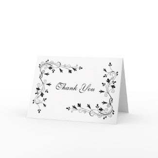 Elegant Floral Vine Border Thank You Note Card