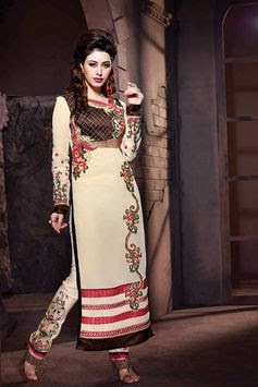 Brown With Milky Cream Heavy Work Georgette Suit