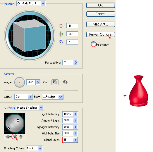 3d revolve options
