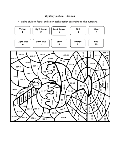 22 Fun-to-do Division Color by Number Printables | Kitty ...