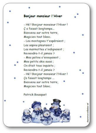 Poesie Bonjour Monsieur L Hiver De Patrick Bousquet Poesie Illustree A Imprimer