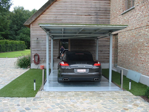 Car parking lift in private house with roof Parking Car parking lift in private house with roof Parking