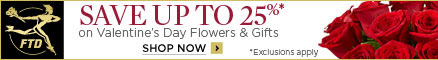 25% Off Flowers and Gifts (1/24-2/14/12) 438x60