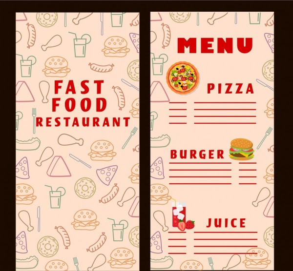 Fast Food Menu Template Food Icons Vignette Background Vector Trust To Nature Free Vector Free Download