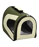 Pet Life Folding Zippered Casual Carrier with Bottle Holder in Green & Khaki - Medium