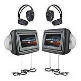 Power Acoustik HDVD-9BK 8.8-Inch Pre-Loaded Universal Headrest Monitors with Twin DVD Combo and Headphones